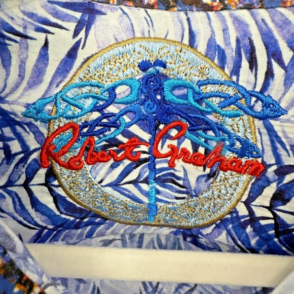 Robert‎ Graham Button Up Shirt Men's Size L Tropical Resort Short Sleeve Casual - Picture 3 of 6